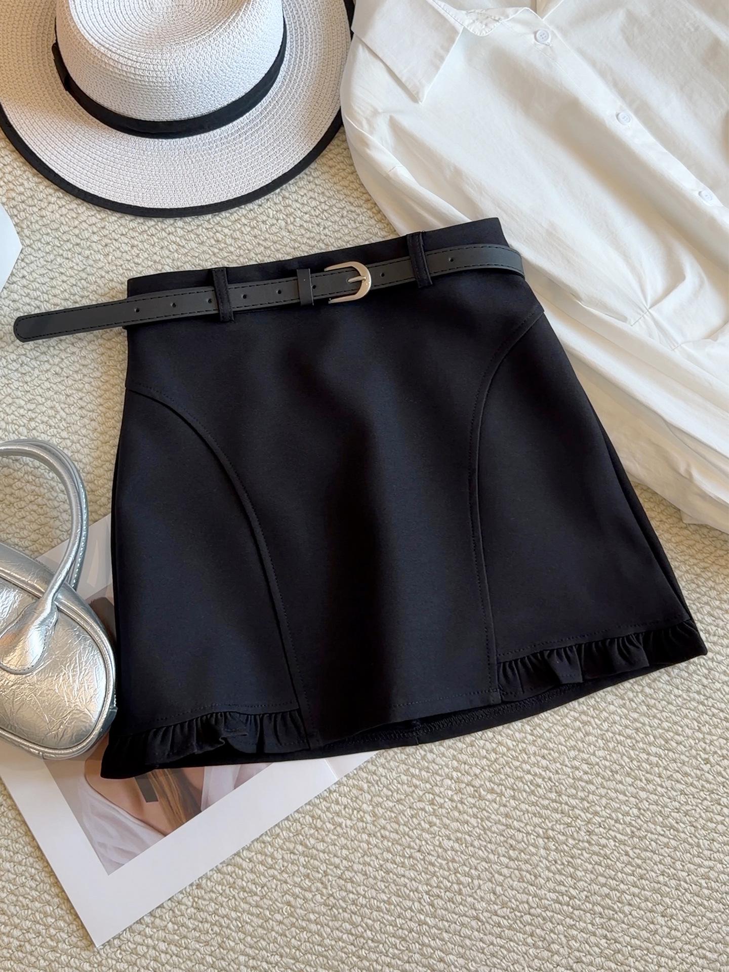 Women s High-End A-Line Mini Skirt - Fashion Patchwork, Slimming, High-Waisted, Spring/Summer Collection Medium чёрный