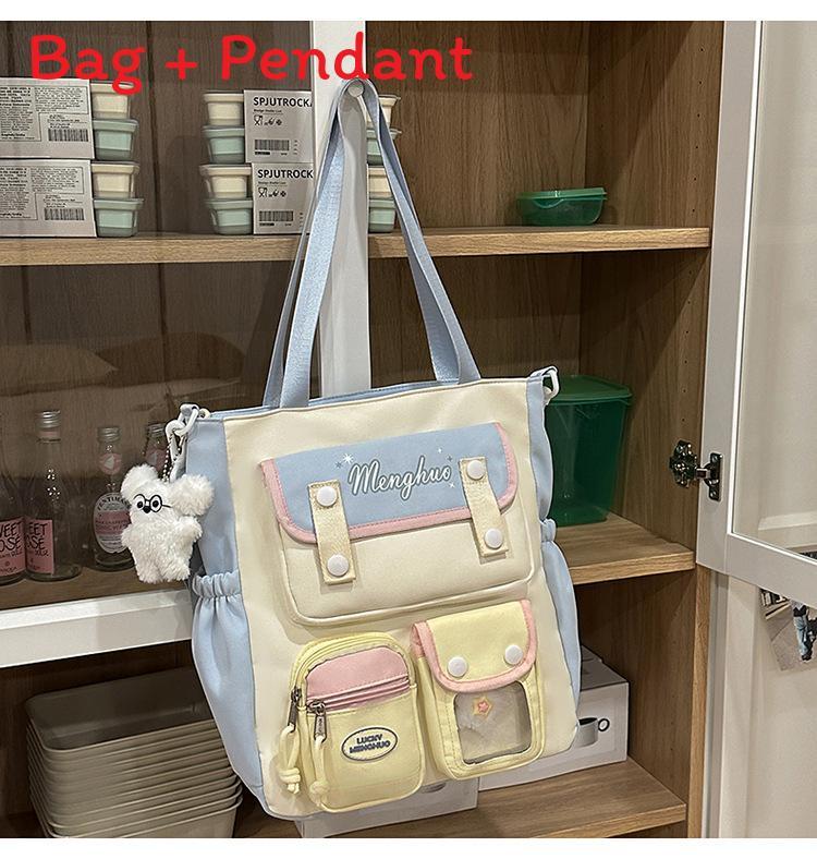 Nylon School Backpack For Students With Design And Letter Pattern For Campus Use