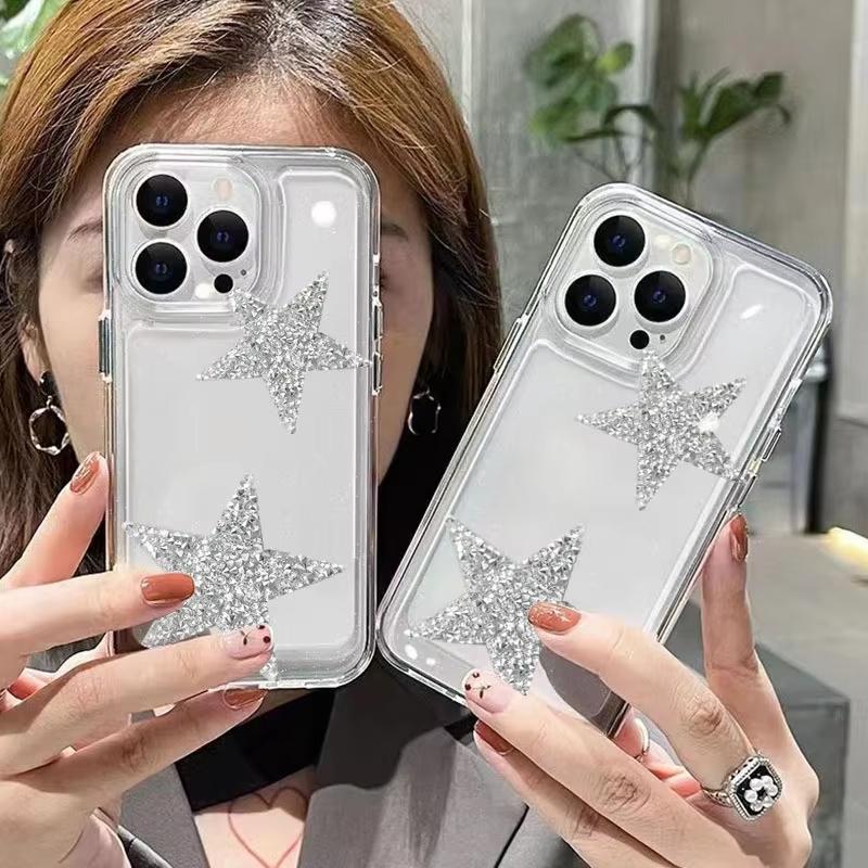 Transparent Shiny Star Pattern Phone Case For Xiaomi Mi 17 Pro 15 14 13 12 11 Lite 5G Mi 15 T Pro 14T 13T 12T Clear Bumper Cover