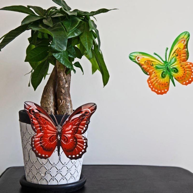 Cure Butterfly Iron Art Metal Butterfly 3D Wall Decors Modern Home Garden Courtyard Decoration Sculpture Butterfly Art 8 Colors