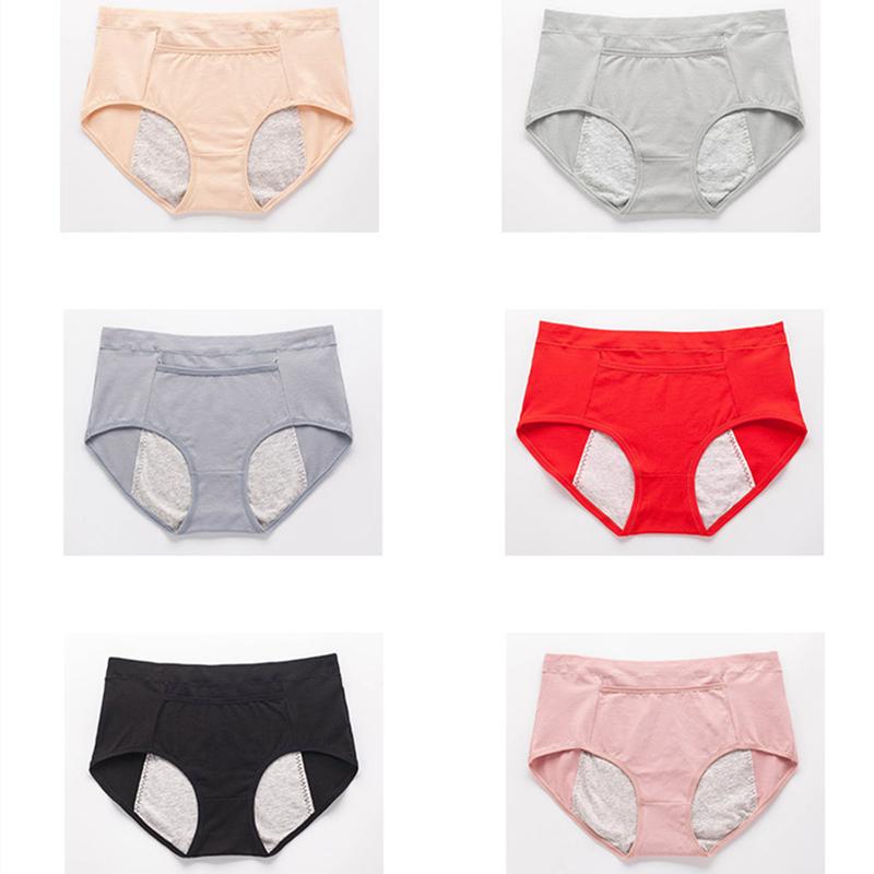 6 ks/Sada Dámské Menstruační Kalhotky Střední Pas Pohodlné Mají kapsu Kalhotky Šortky na Menstruaci L-4XL