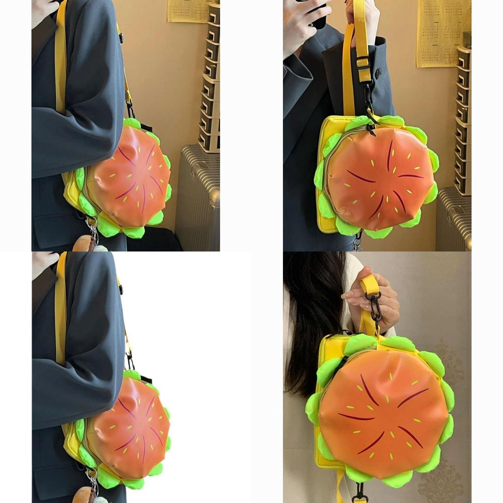 Burger Shape Pu Mini Crossbody Bag With Zipper For Casual Daily Use