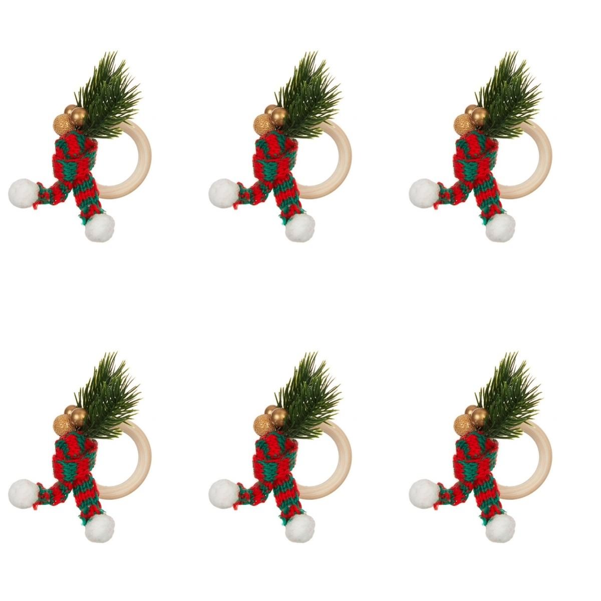 

Рождественский декор стола Деревянные рождественские кольца для салфеток E