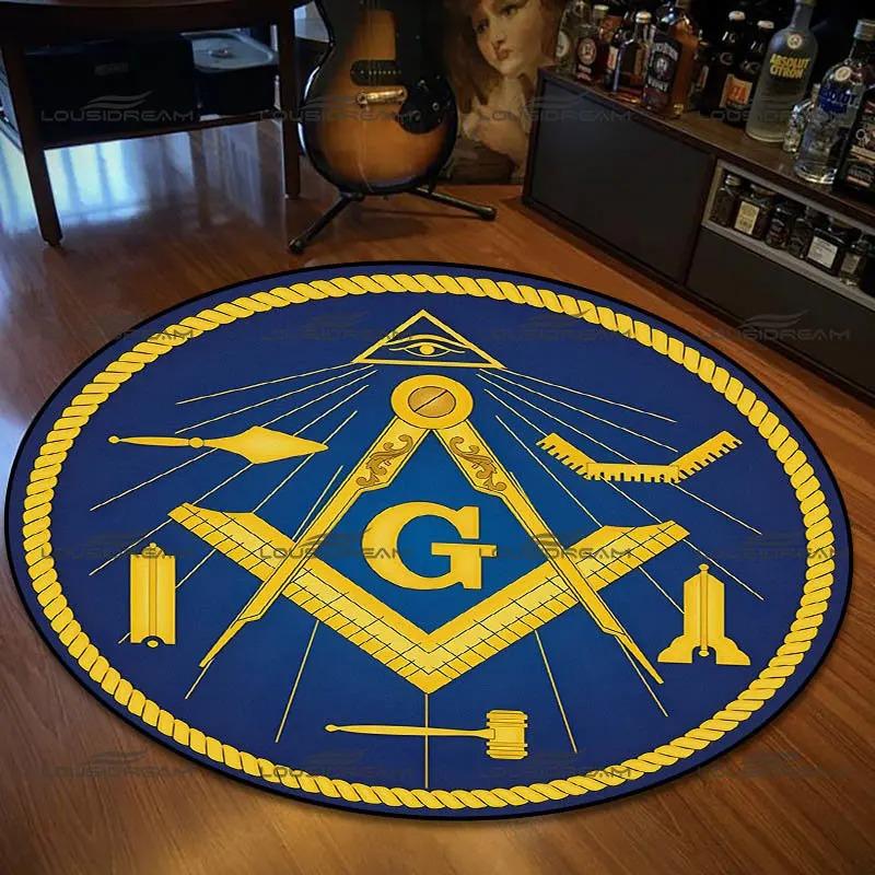  Disney Retro Round Mat Freemason Sect Pattern Flannel Carpet Home Decoration Bedroom Living Room Enter Door Floor Rug