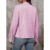 Spring and Autumn New Fashion Women's Stand Collar Tie Button Striped Long Sleeve Shirt