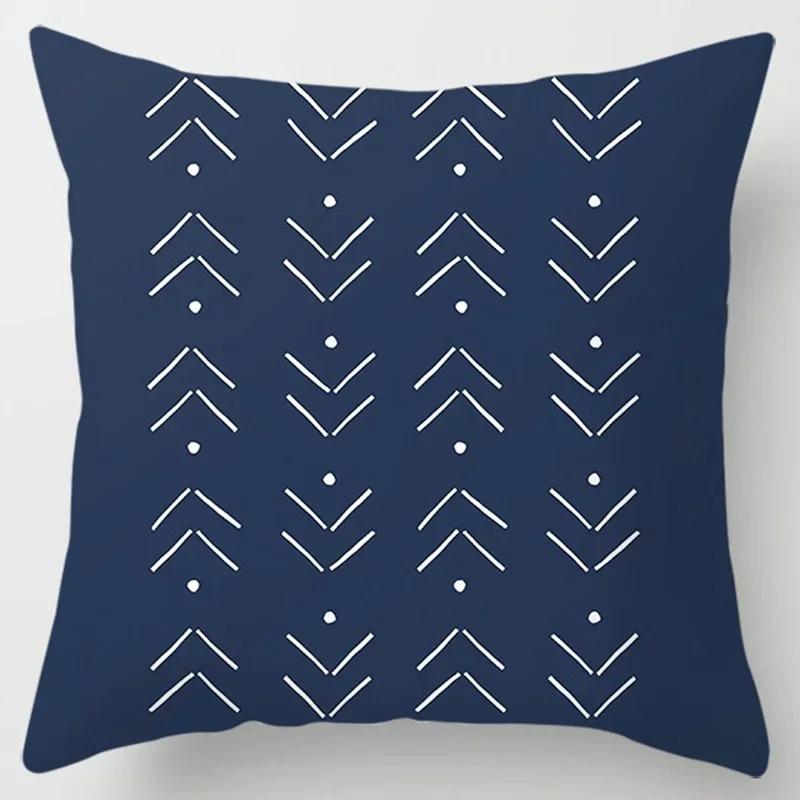 Современная Простая Темно-синяя Геометрическая Наволочка Домашняя Наволочка на Подушку для Дивана 16x16Inch