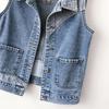 Women's Striped Patchwork Denim Vest 2023 - Slim-Fit Sleeveless Gilet for Spring/Autumn Layering