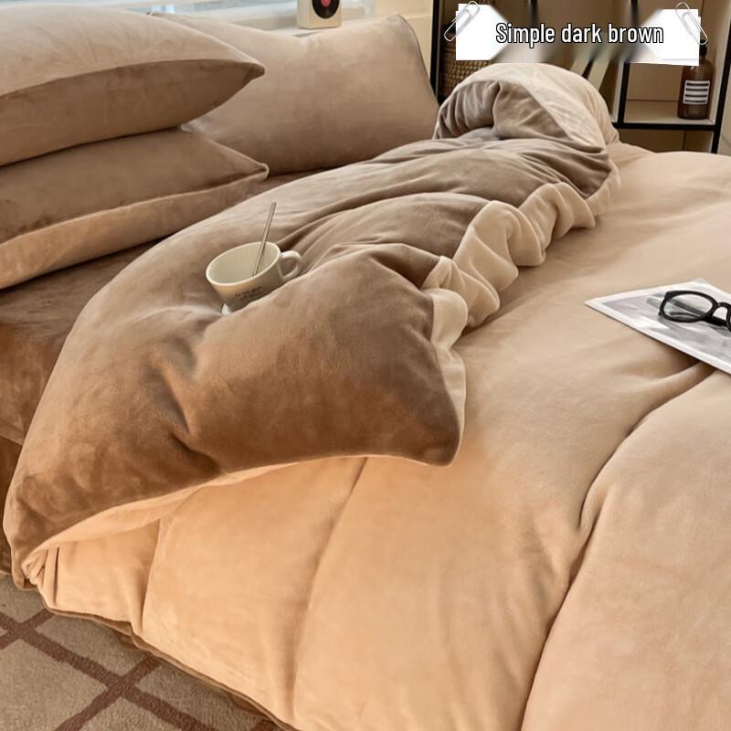 OEING Milk Velvet Four-Piece Fitted Sheet Set