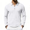 Loose Fit Long Sleeve American Style Polo Shirt Men Pure Color Business Casual Linen Men's Fashion Polos