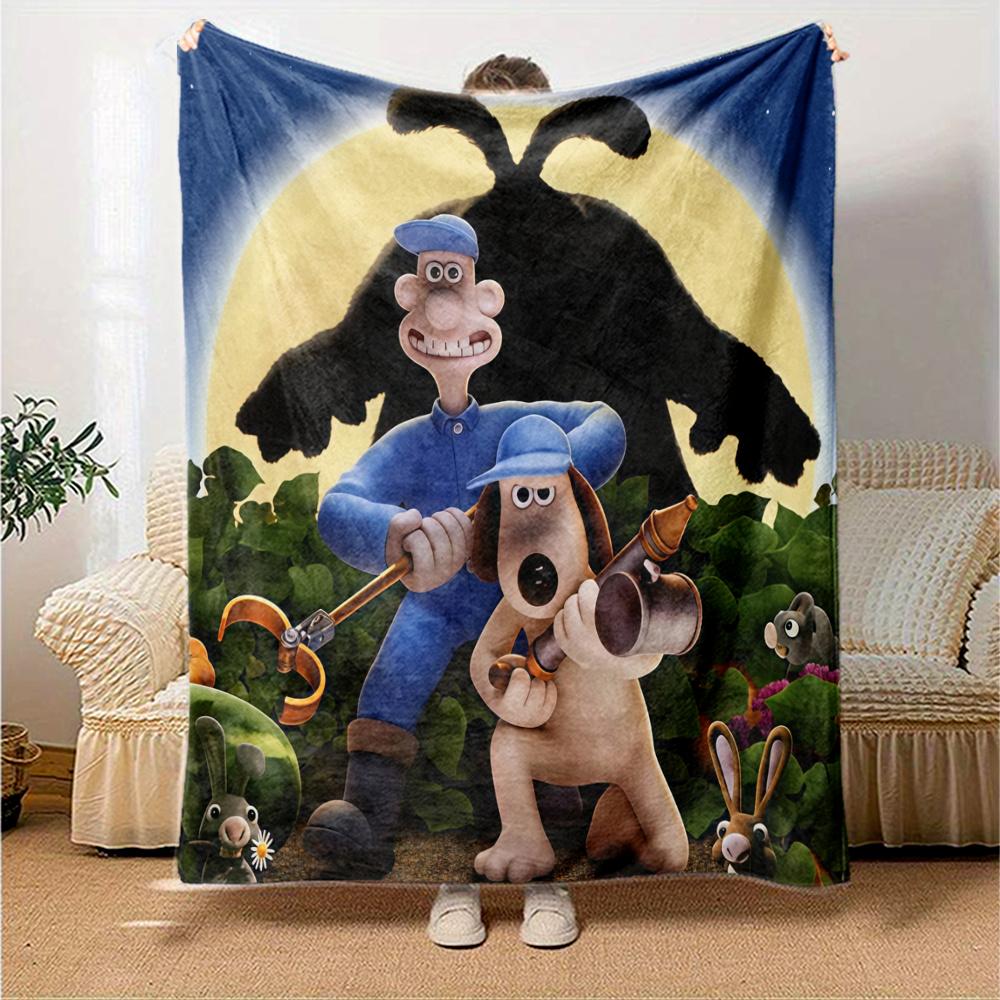 Wallace & Gromit Flannel Blanket, High quality Comfortable for All Seasons, Home Decor, Warmth and Comfort