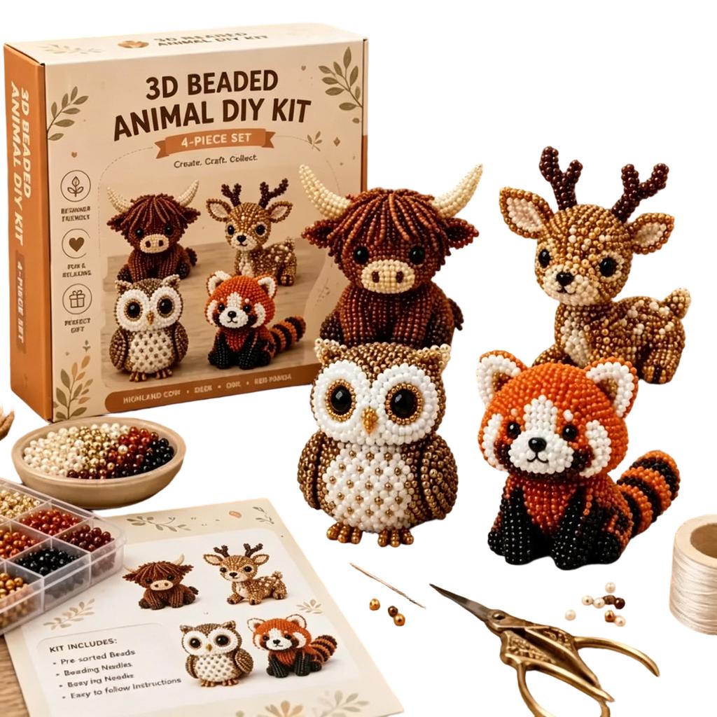 DIY 3D Beaded Animal Craft Set Creative Handmade Mini Animal Beading Kit With Detailed Instructions For Adults Teens Beginner