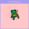 Quirky Green Frog Chair Brooch Unique Cartoon Design Stylish Alloy Pin Badge For Fashion