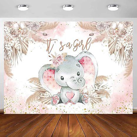 Baby Blue Elephant Birthday Party Photography Background Baby Bath Boy Banner