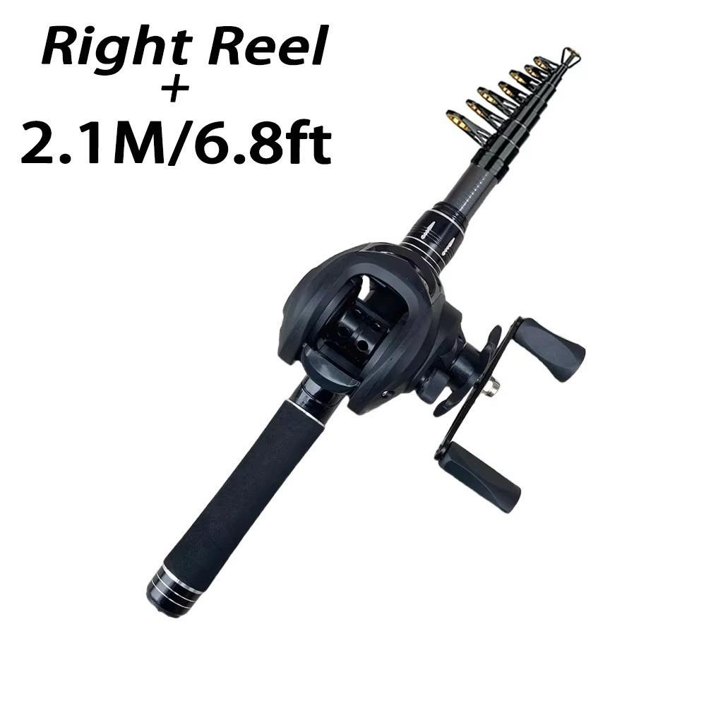 Carrete de Baitcasting Ultraligero Combo Caña de Pescar de Lanzamiento Largo para Viaje Caña de Pescar Mini Viaje