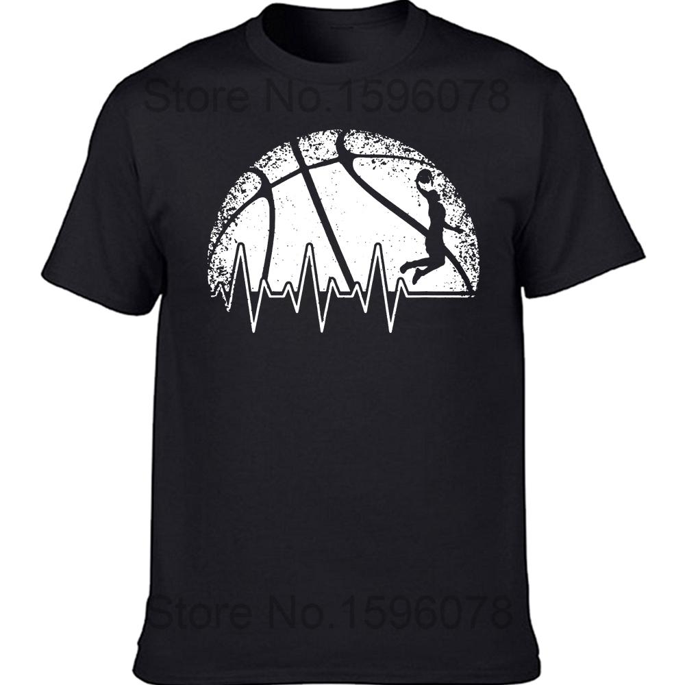Funny Basketball Heartbeat T Shirts Summer Style Graphic Cotton Streetwear Short Sleeve Basketball Lovers Gifts T-shirt Men