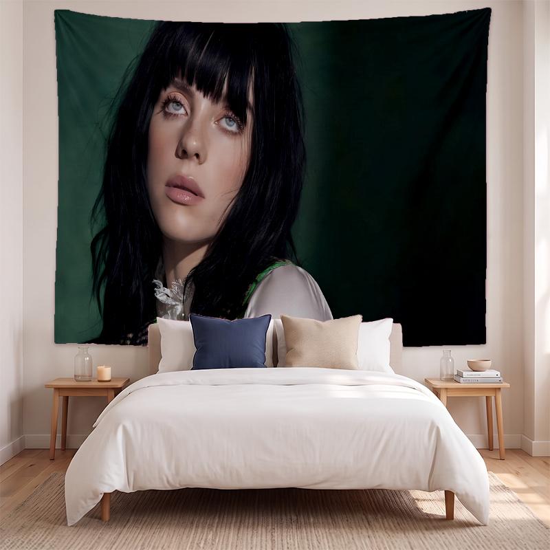 Billie Eilish (19) Meno kūrinio sieninis gobelenas namų miegamojo svetainės dekoravimui Puiki dovanos idėja