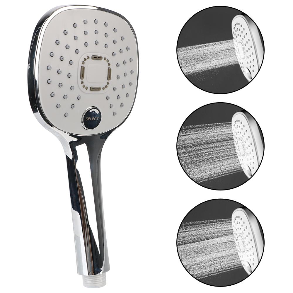 

Насадка для душа Ручная высокого давления 3 режима Осадки Товары для ванной комнаты Распылительная насадка под давлением Экономия воды Серебро