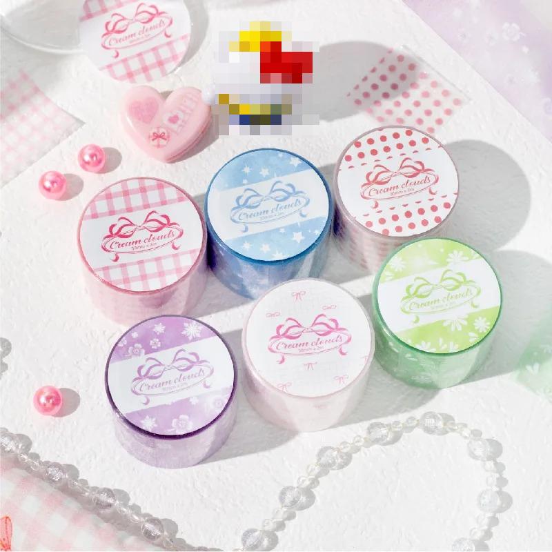 PET Glitter Washi Tape for Kids Girl Sweet Star Dot Plaid Cloud Series DIY Scrapbook Decoration Decal Ins Style Journal Decor