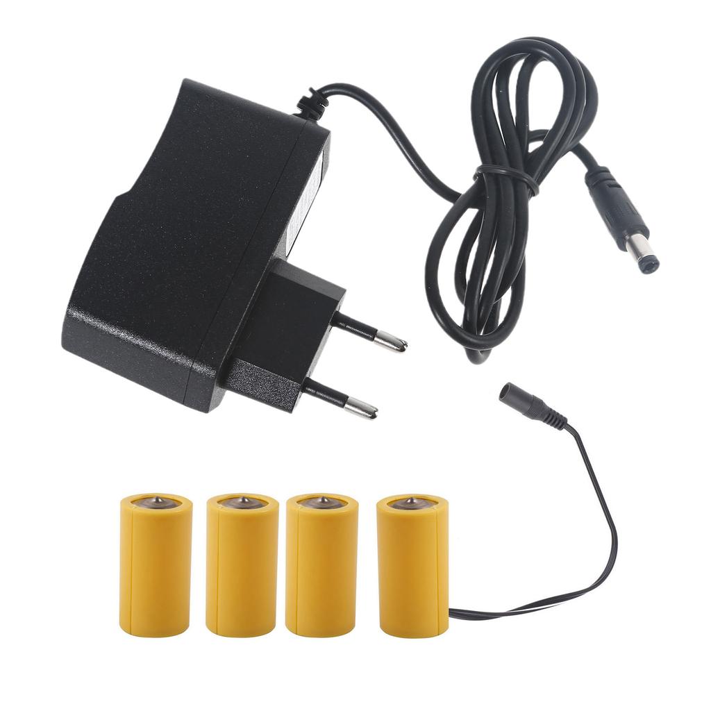 6V LR14 C Dummy Battery C Size Battery Eliminators Cable Replace 4Pcs 1.5V C Batteries for LED Light Electronic Toy