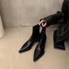 Women Ankle Boots Leather Mid Heels Shoes 2025 Trend Fashion Chelsea Boots Winter Walking New