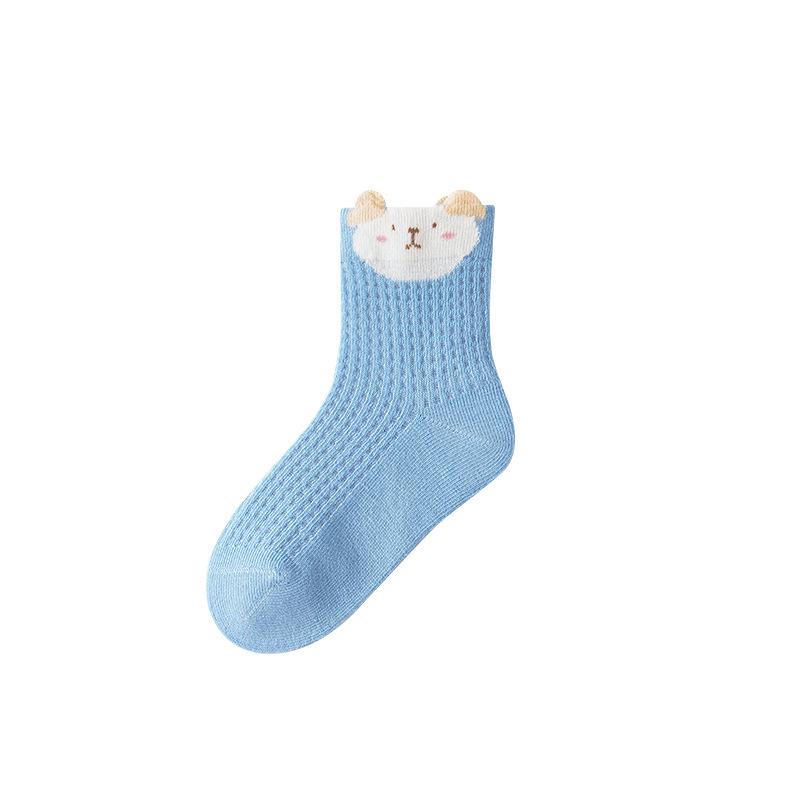 Seamless Cotton Baby Socks: Spring/Summer Mesh with Cartoon Bear Design, Antibacterial for Children