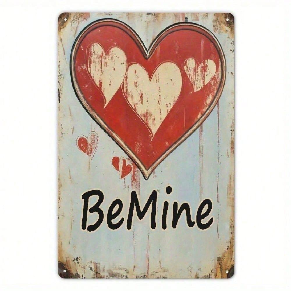 1pc Red Heart Metal Wall Sign Valentine's Day Romantic Iron Plaque Home Decor 8x12in
