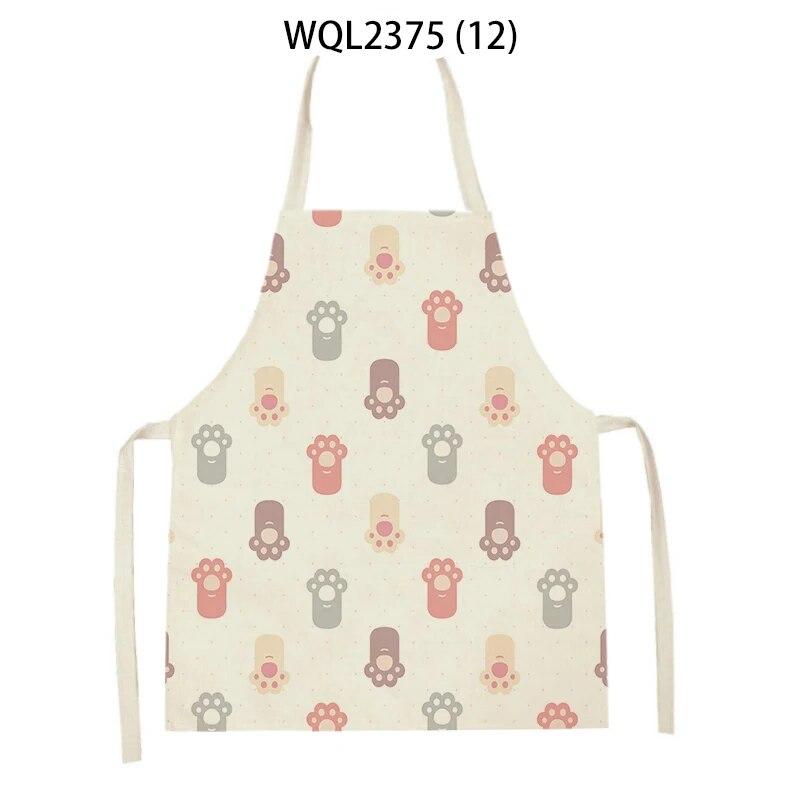 1Pcs Cat Graphic Printed Home Kitchen Apron Linen Sleeveless Antifouling Kids Bib Chef Cooking Baking Apron Home Cleaning Tools