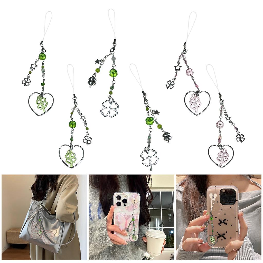 Handmade Phone Charm Keychain Beaded Keyring Bag Pendant Fashion Accessory Personalized Present Bring Luck and Happiness