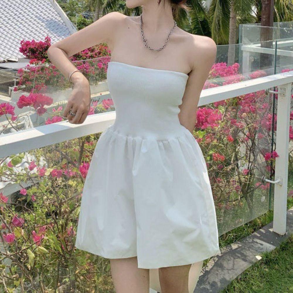 Sleeveless Strapless Jumpsuit Shorts Wide Leg High Waisted Clothing  Party