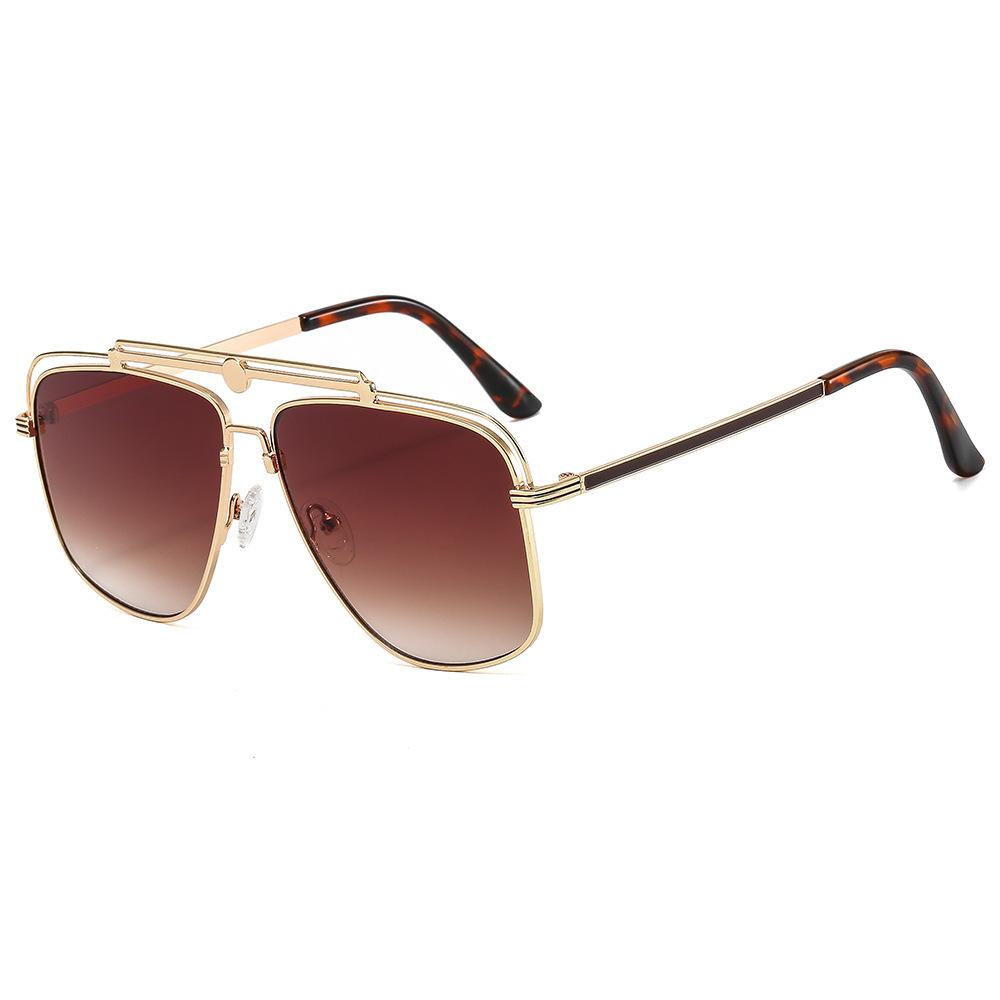 Big Metal Frame Gradient Sunglasses UV400 Protection Classic Sun Glasses Driving Oversized Square Sunglasses for Women & Men