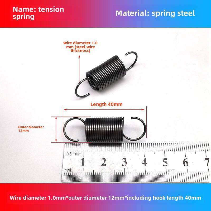 1.0mm Yellow Spring Steel Tension Spring with Hook Clamp for Mop Brake Binding Machine