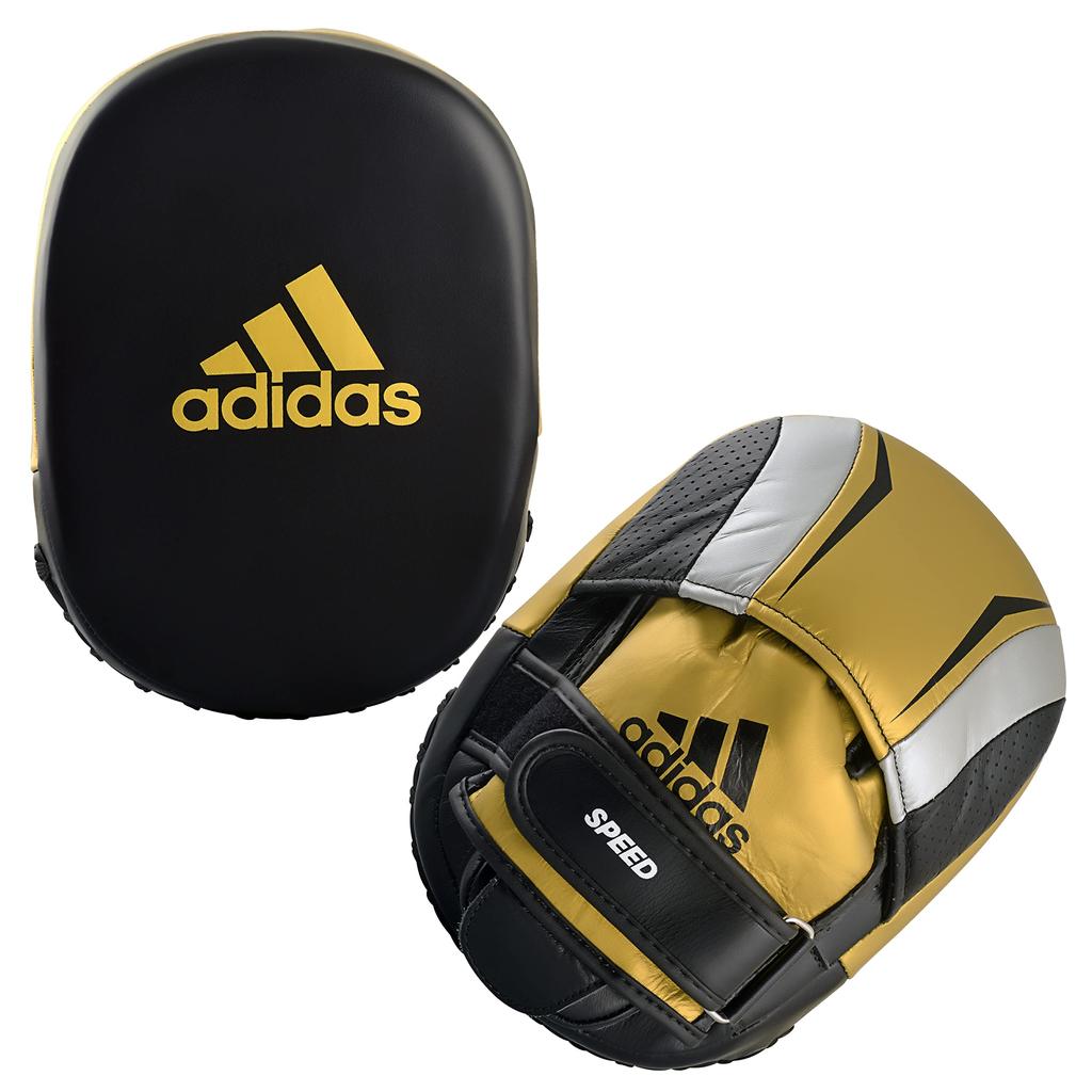 adidas Speed Micro Air Punching Mitts ADISP550FM adidas Boxing Mitts for Kickboxing and Gym Use and (Pair) // (Black Gold)