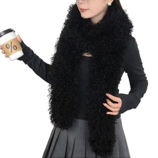 

Winter Scarf Solid Color Thickened Plush Soft Thick Warm Extra Long Scarf Winter Outdoor Imitation Fur Neck Warmer чёрный