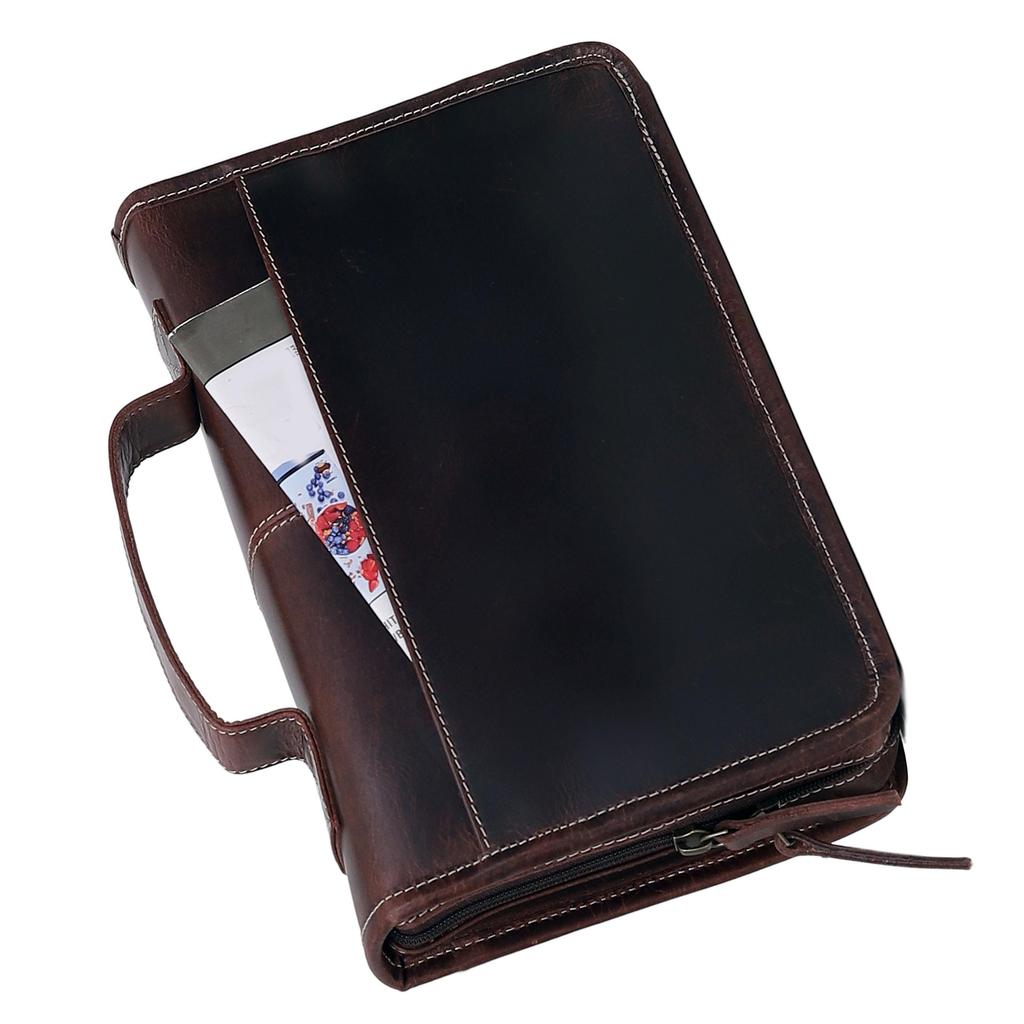 Personalized Leather Bible Cover: Handmade Christian Gift with Handle