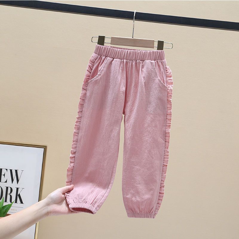 Брюки для девочек с защитой от комаров, летние тонкие детские свободные брюки, широкие брюки, брюки для девочек с защитой от комаров 100