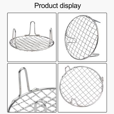 1pc Stainless Steel Round Grid Net Barbecue Net Baking Tray BBQ Grid With Leg With Foot Outdoor Camping Barbecue Stand Net