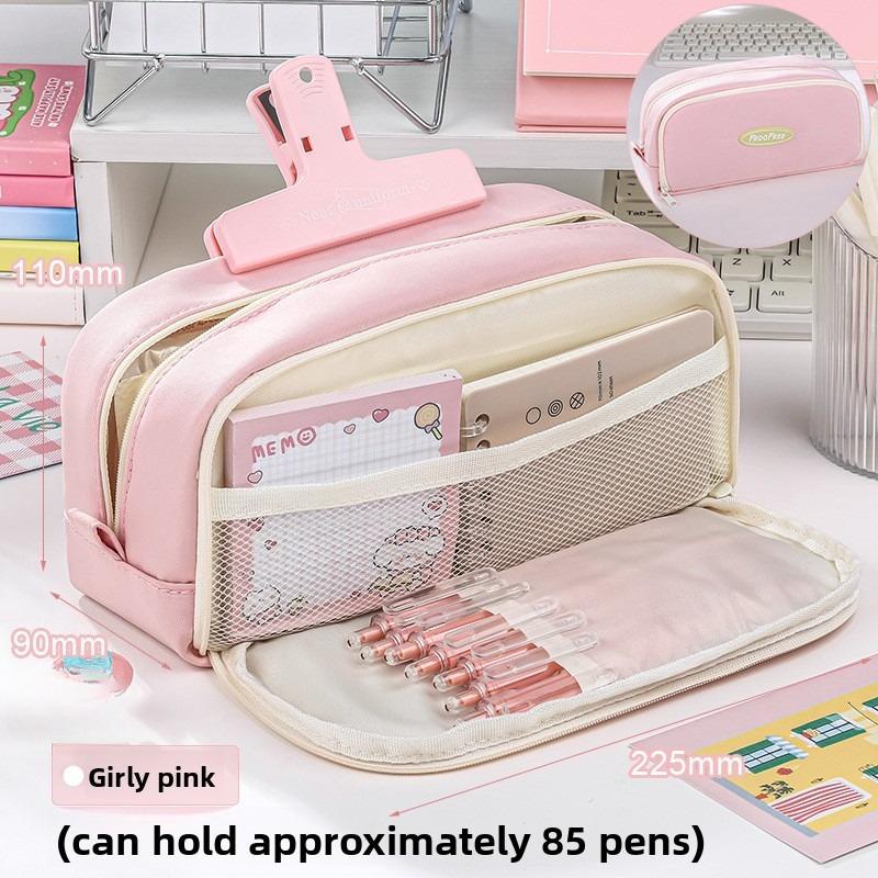 Simple Large-capacity Pencil Case, High-value Double-layer Stationery Case, Girls' Male Korean Pencil Case, Stationery Bag.