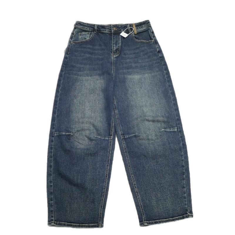 2025 Women's High Waist Loose Wide-Leg Retro Scimitar Jeans, Plus Size Slimming Long Pants for Autumn