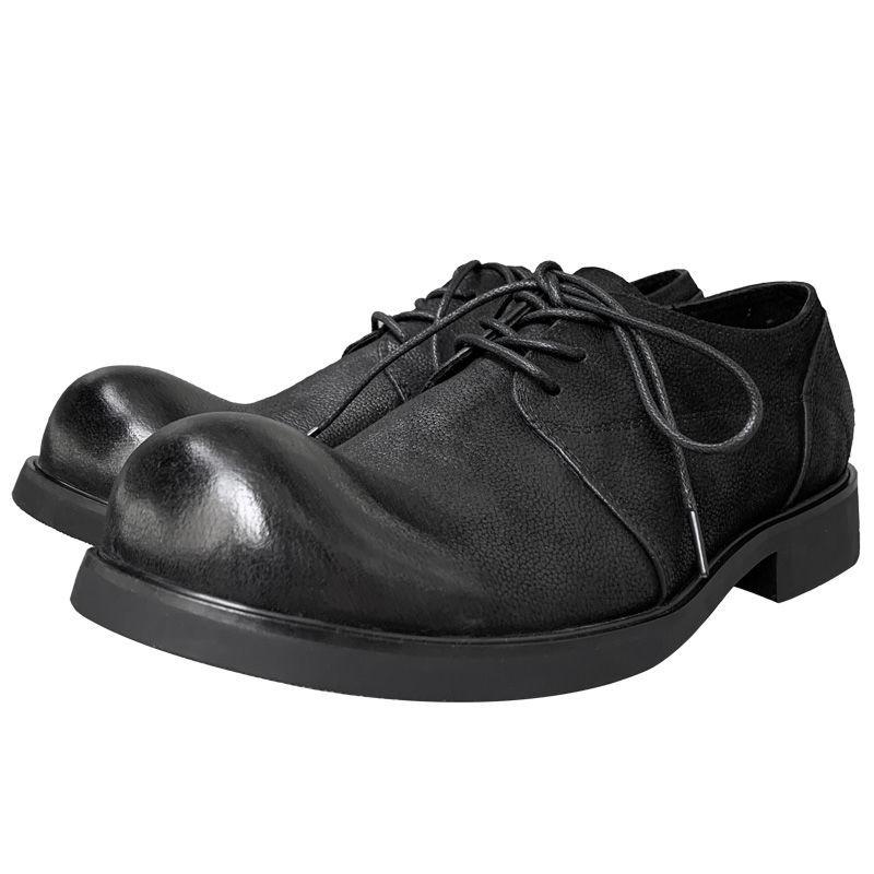 Fashion Retro Thick Bottom Big Toe Shoes Novelty Design Casual Shoes for Men Fashion Luxury Designer Style Lace-Up Leather Shoes