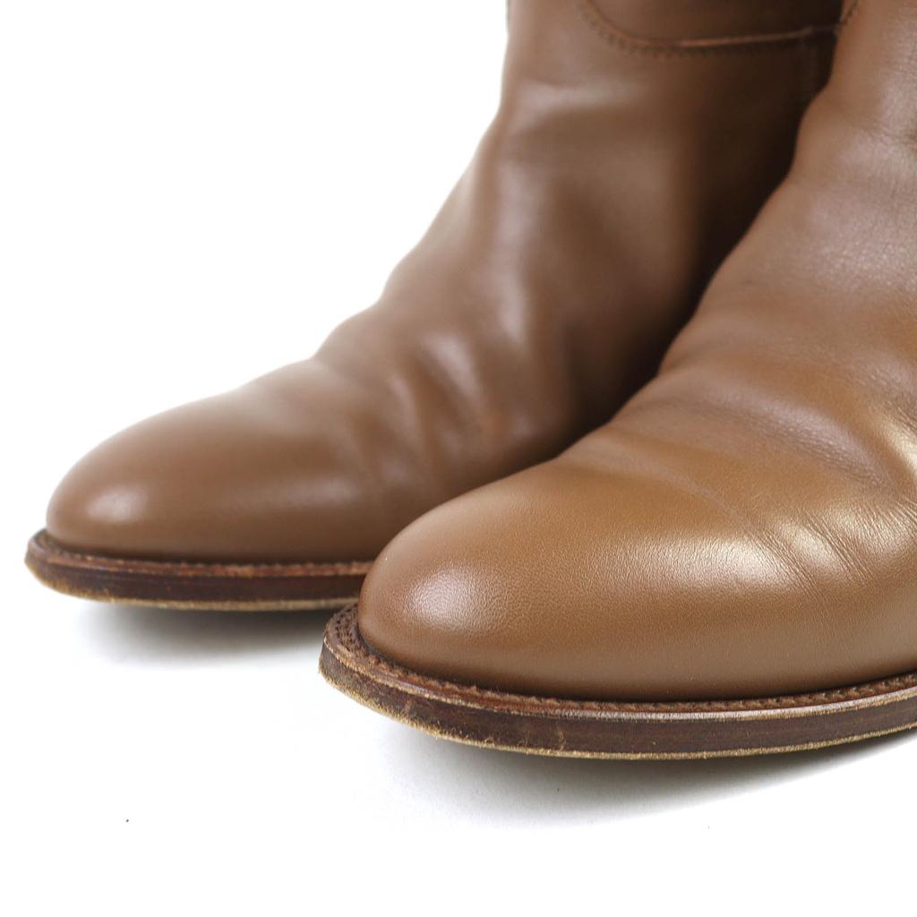 Great HERMES Knee-high boots jumping boots Kelly Buckle Leather Brown Women 35 Used