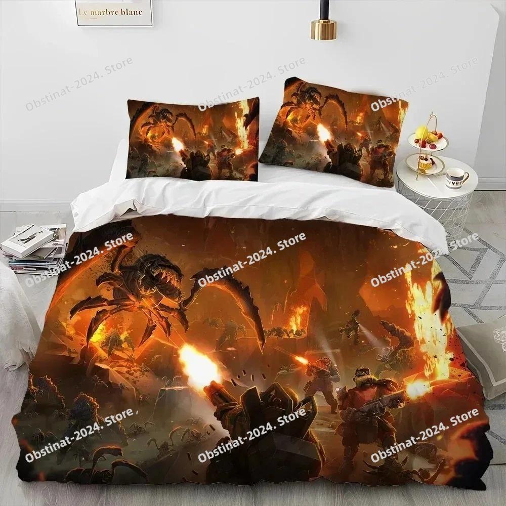 3D Print Deep Rock Galactic Game DRG Bedding Set Duvet Cover Bed Set Quilt Cover Pillowcase Comforter king Queen Size Boys Adult