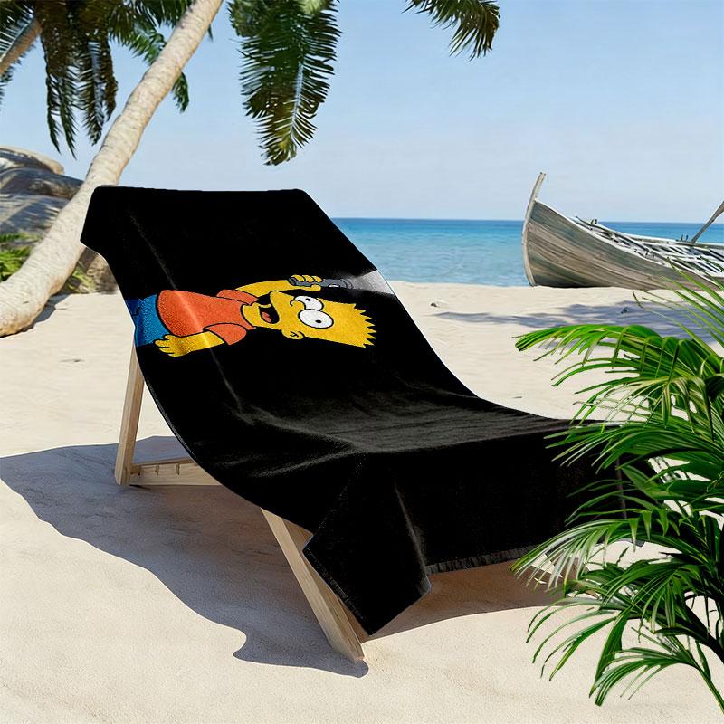 Bart Simpson The Simpsons Print Beach Towel, Large Soft Quick Dry Towel for Beach Camping Swimming
