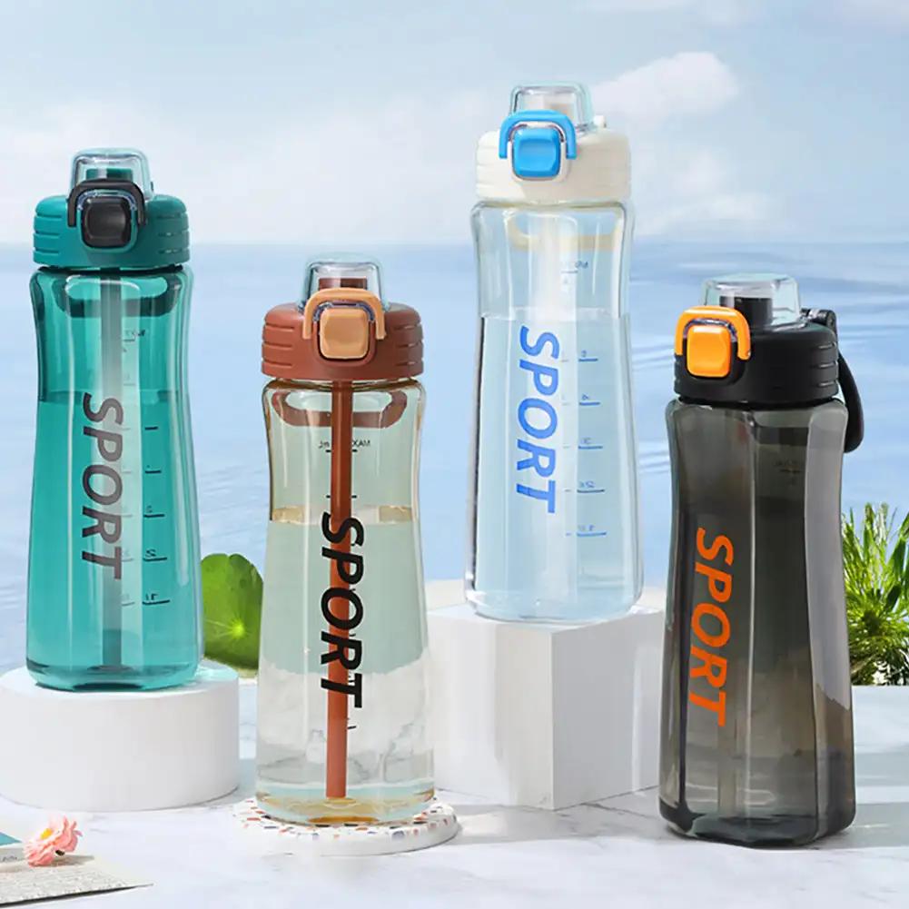 

750 мл высококачественная бутылка для воды многоразовая спортивная бутылка для питья на открытом воздухе портативные пластиковые стаканчики с соломинкой студенческие принадлежности чёрный