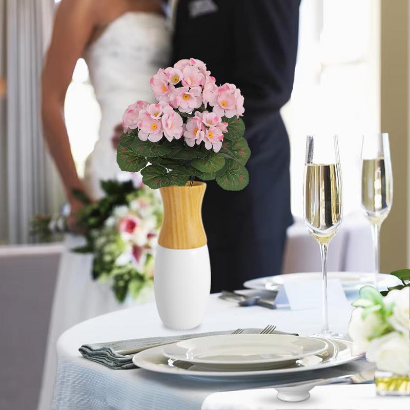 Artificial Flower Realistic Geranium Begonia Flower Wedding Bridal Bouquets Home Outdoor Garden Bonsai Decor Festival Garland