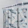 Blue Feather Print Shower Curtain Waterproof Bathroom Decor with Rod Pocket White Blue