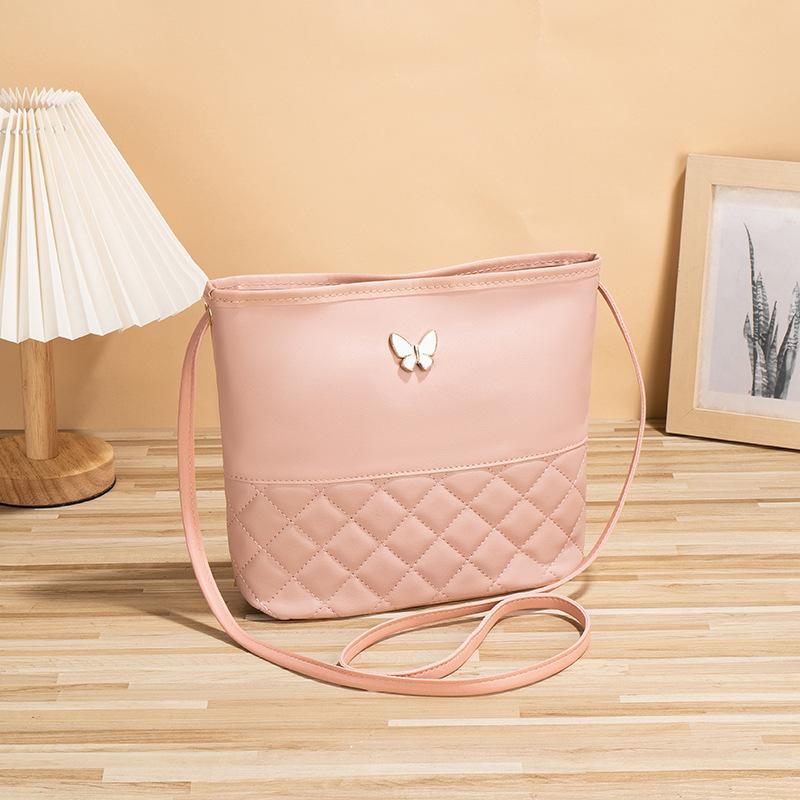 

Omn s g women s bag new butterfly decorative rhombus shoulder bag fashionable casual small bucket bag розовый
