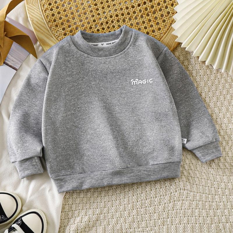 Новый Детский Повседневный Осенний Свитшот Детский Пуловер Детский Мальчики Девочки Топ с Длинным Рукавом Одежда 80 серый