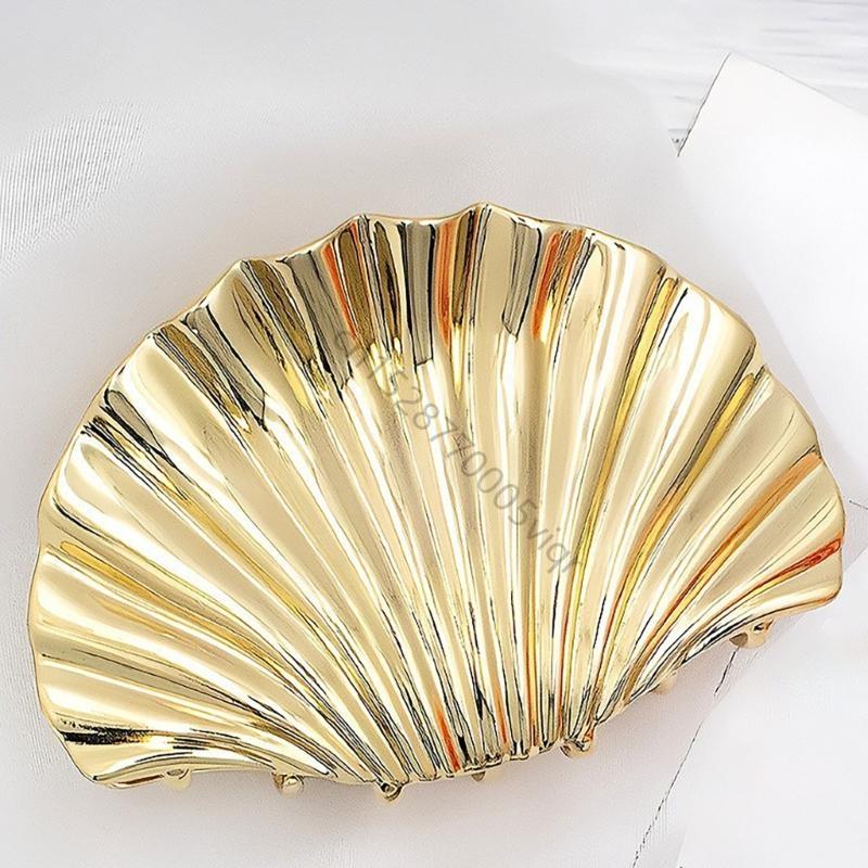Elegant Gold Metal Shell Hair Claw Clip For Long Hair Women Practical And Stylish Hair Accesories Party Hairpin Headwear AXYD