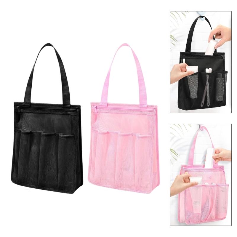 Quick Drying Mesh Beach Pack Bag With Hanging Hook Multipurpose Bathroom Storage for Pool Camping Dorm
