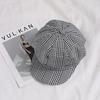 Women All Match Retro Plaid Short Brim Beret for Autumn Winter Wear